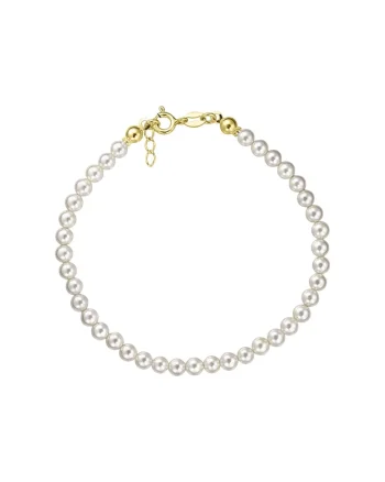Bratara Aur 585 - 14K cu perle de cultura albe 4mm, inchizatoare clasica, 18-19 CM