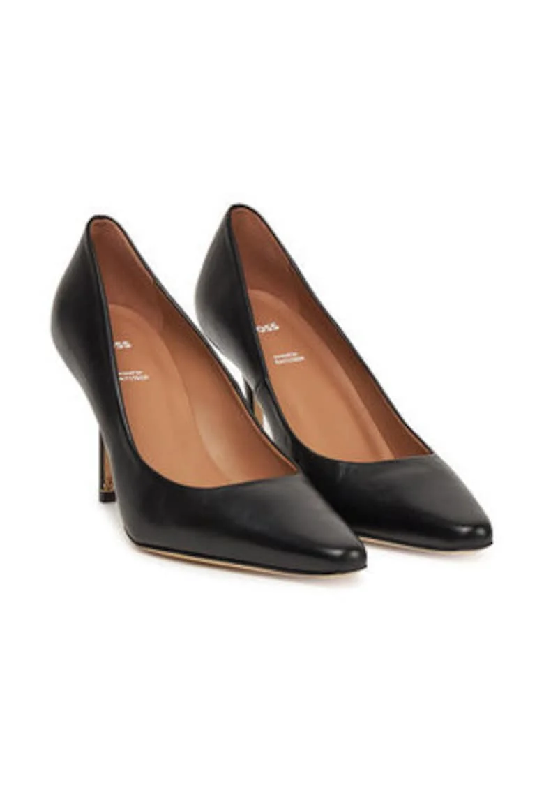 Pantofi dama,  toc inalt, piele naturala, negru