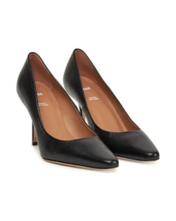 Pantofi dama,  toc inalt, piele naturala, negru