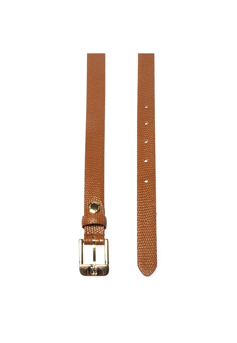 Curea din piele cu aspect texturat, Maro