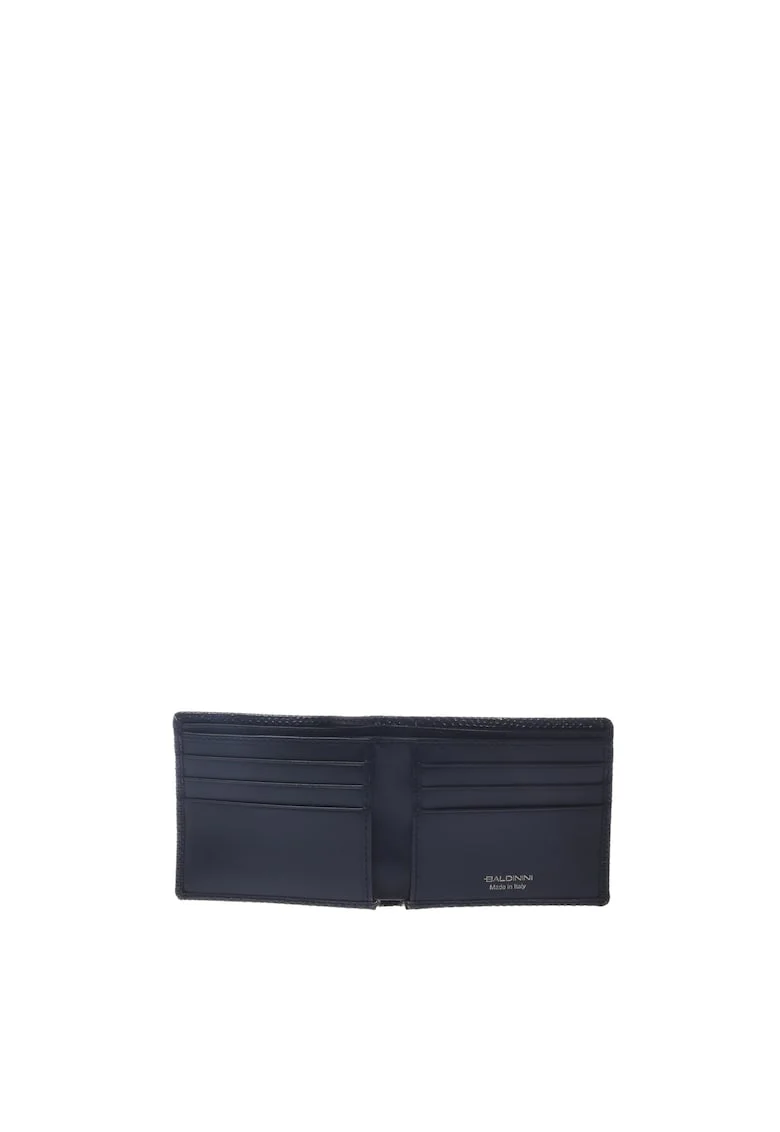 Portcart pliabil de piele cu model piele de reptila, Negru