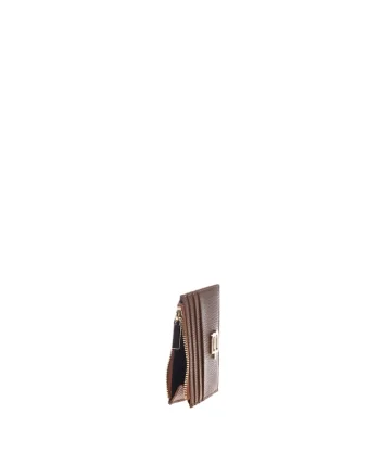 Portcart de piele cu model piele de crocodil, Bej