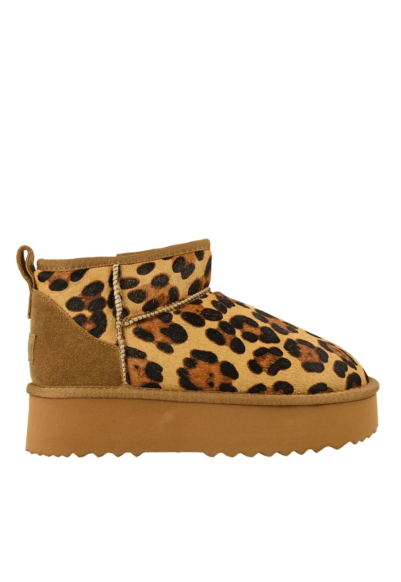 Ghete sport, dama,  D113-MORES, camel, piele intoarsa, Bej
