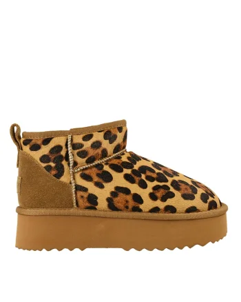 Ghete sport, dama,  D113-MORES, camel, piele intoarsa, Bej
