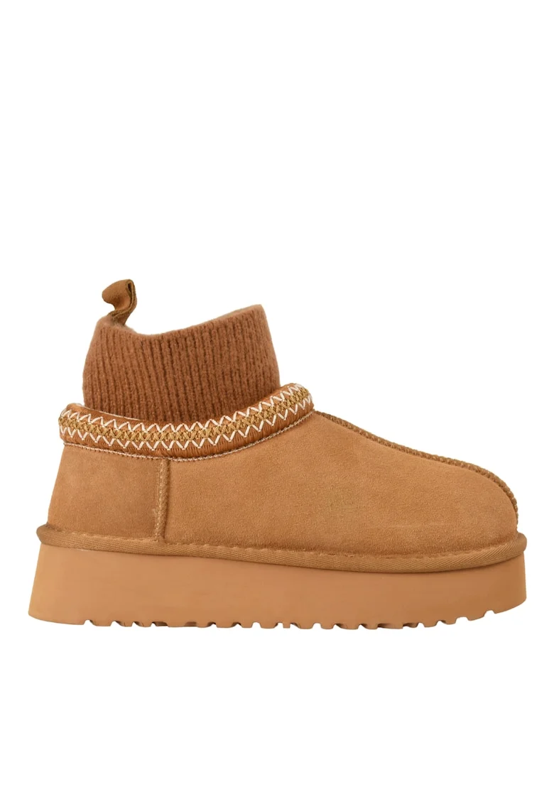 Ghete sport, dama,  Z870006B, camel, piele intoarsa, Bej
