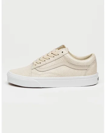 Pantofi sport Old Skool de piele cu model piele de reptila, Alb optic/Bej deschis