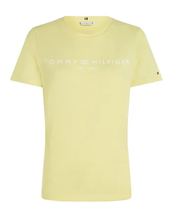 Tricou din bumbac cu imprimeu logo, Galben pai