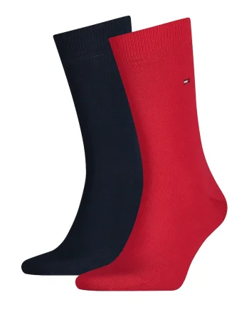 Set de sosete lungi cu logo brodat - 2 perechi, Rosu/Bleumarin