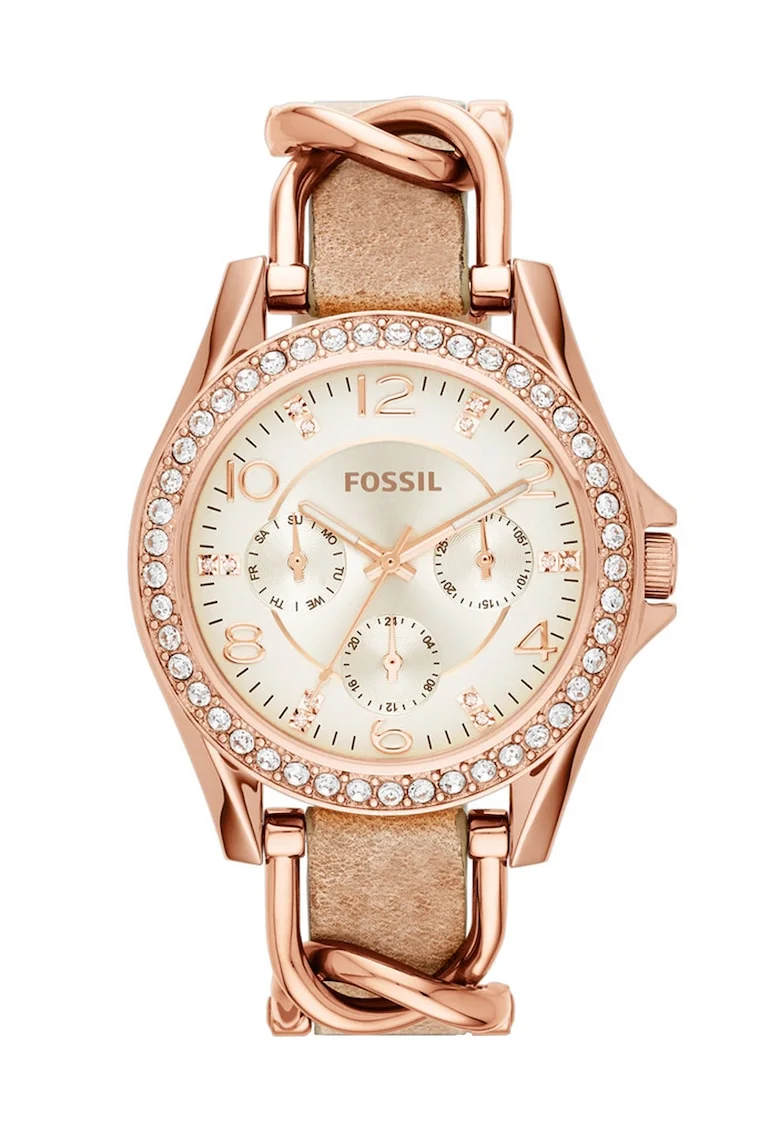 Ceas decorat cu cristale Riley, Auriu rose