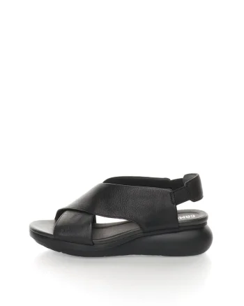Sandale slingback, cu platforma, de piele Balloon, Negru