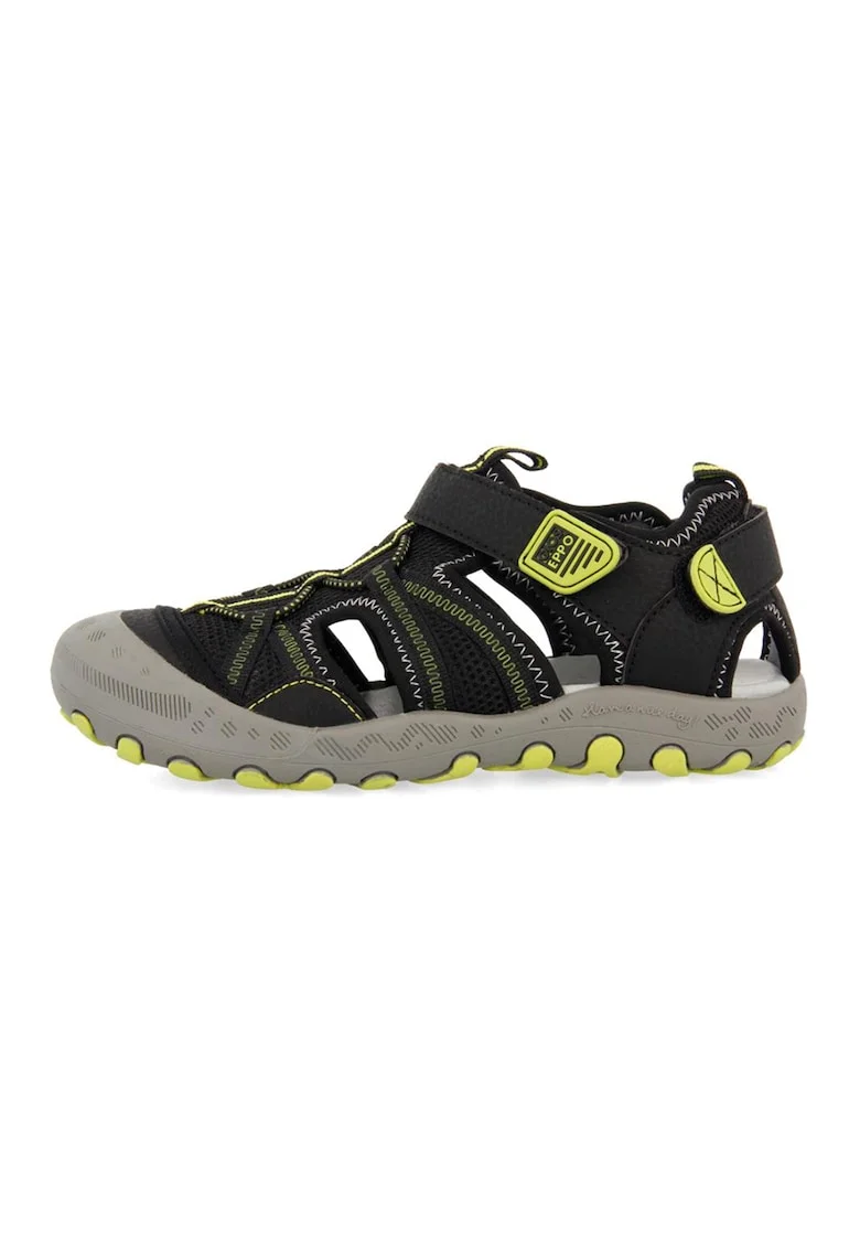 Sandale cu segmente cu inchidere velcro Mazatlan 47402, Negru/Galben