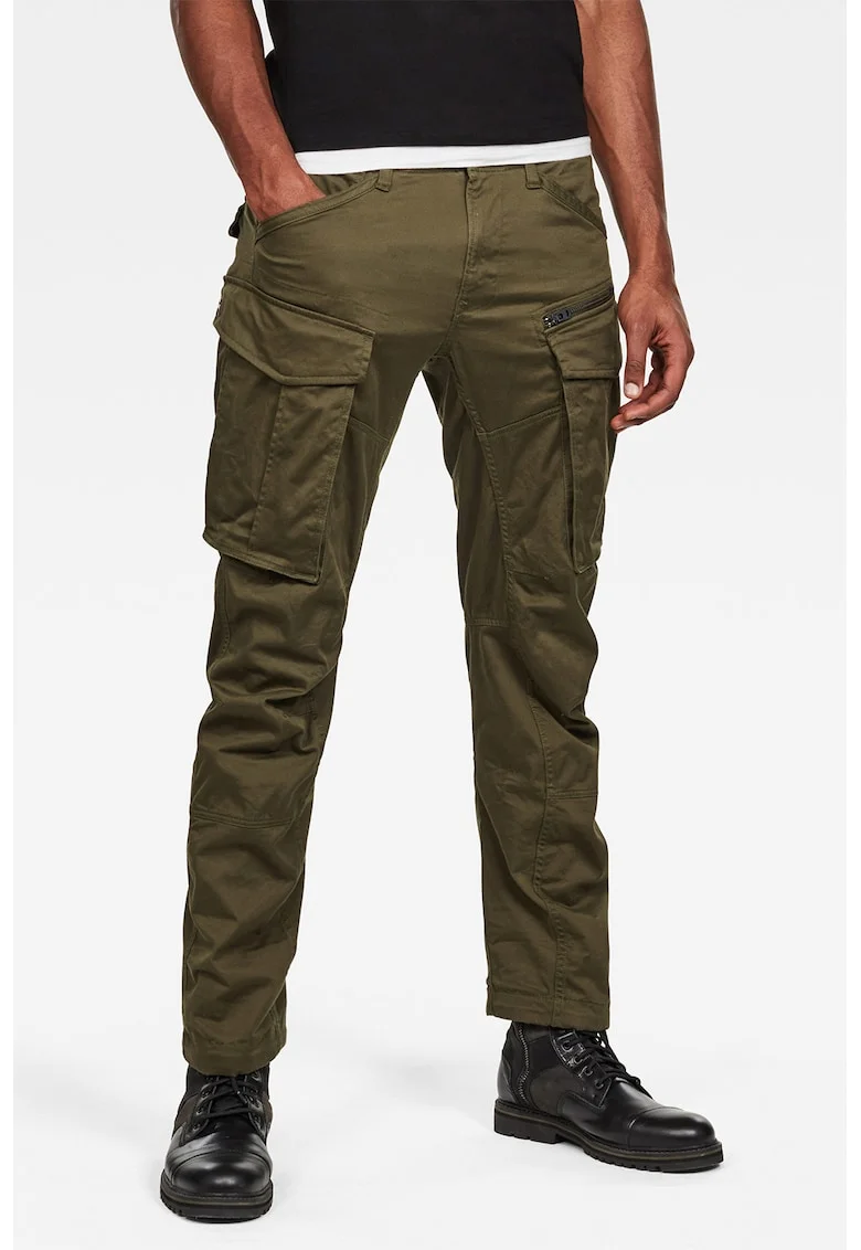 Pantaloni cargo cu mansete cu snur si buzunare Rovic, Verde englez