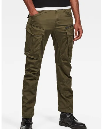 Pantaloni cargo cu mansete cu snur si buzunare Rovic, Verde englez