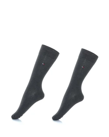 Set de sosete lungi cu logo brodat - 2 perechi, Gri inchis