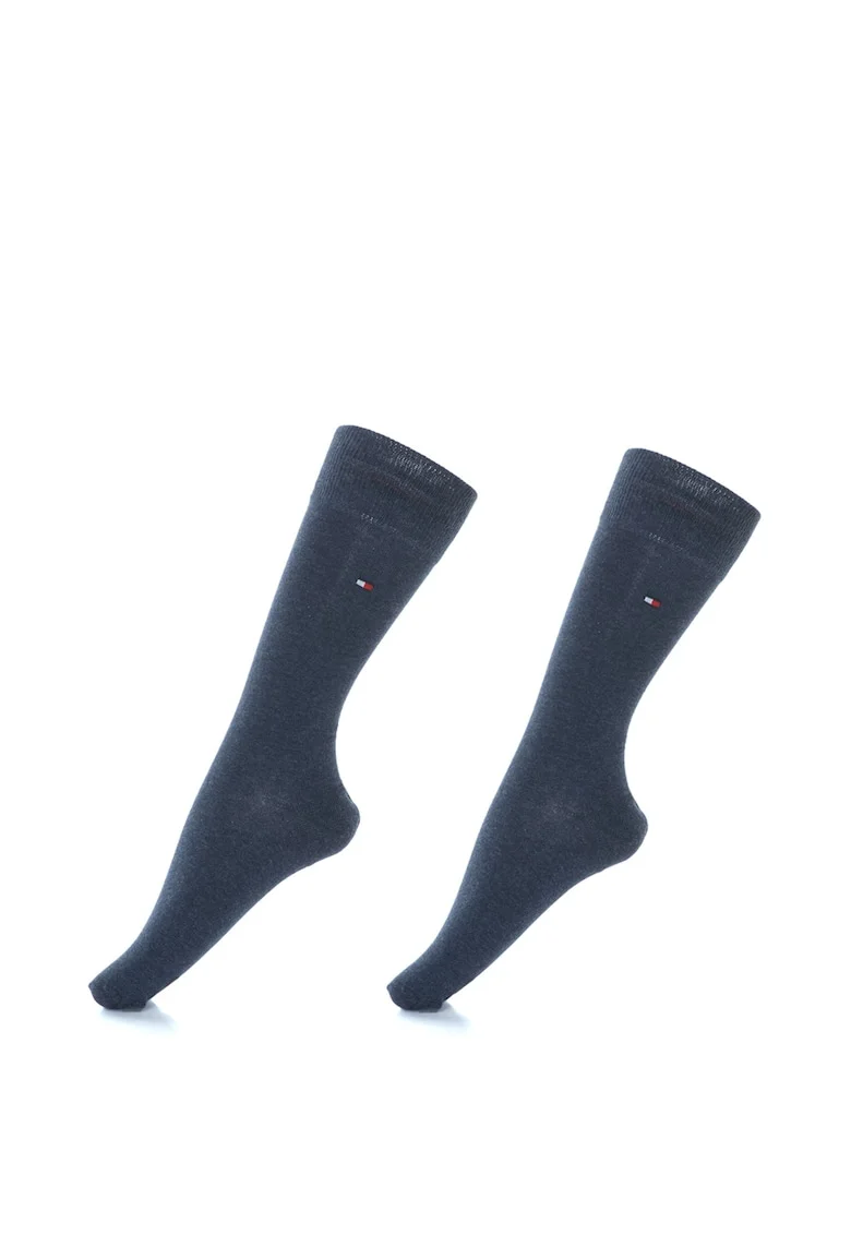 Set de sosete lungi cu logo brodat - 2 perechi, Bleumarin