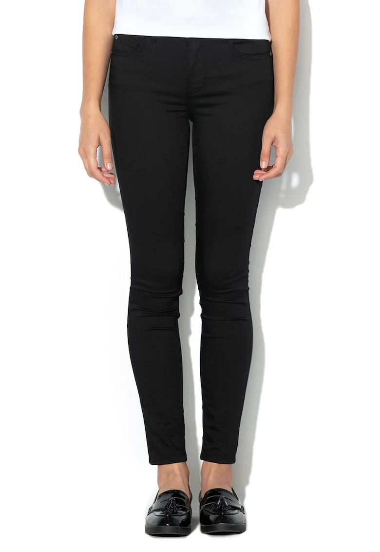 Pantaloni slim fit cu talie inalta, Negru
