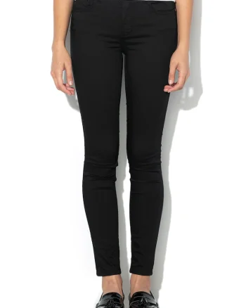Pantaloni slim fit cu talie inalta, Negru
