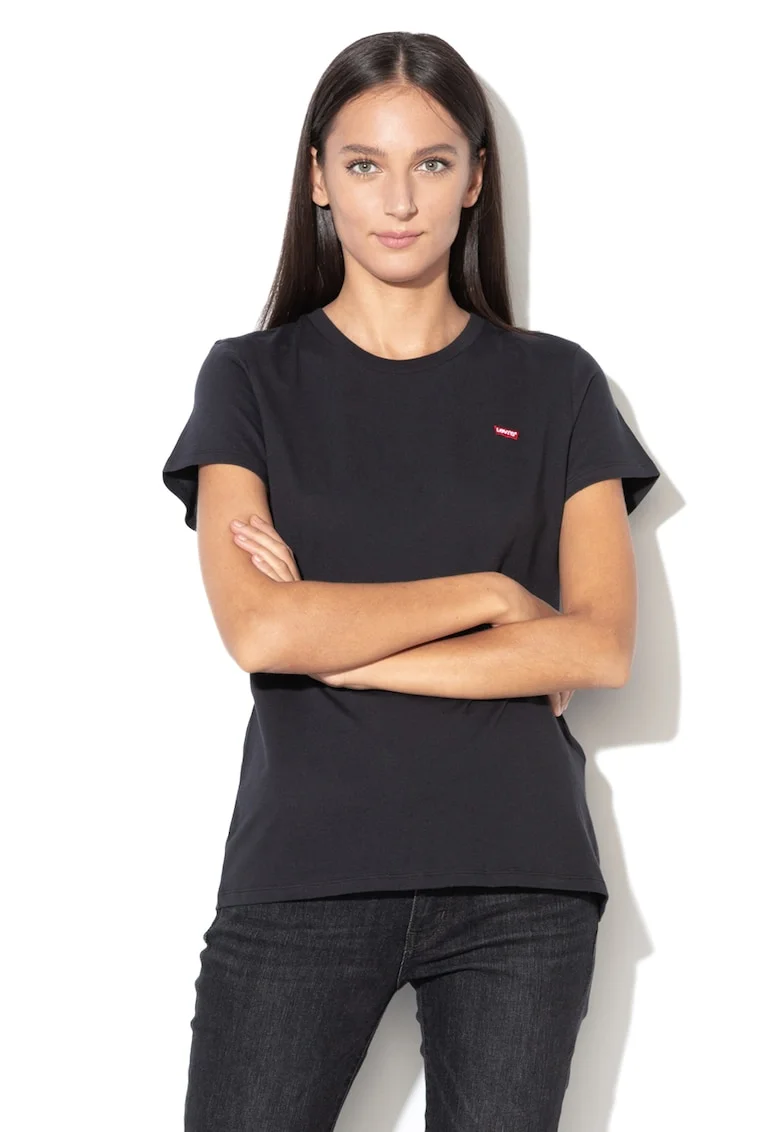 Tricou cu logo brodat, Negru
