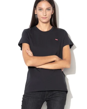 Tricou cu logo brodat, Negru