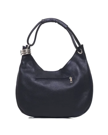 Geanta hobo de piele Alba, Negru