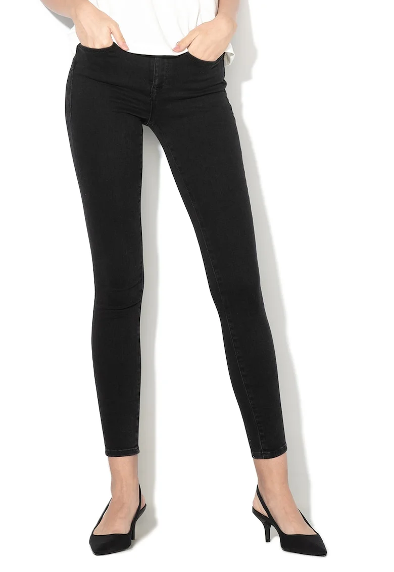 Blugi skinny push-up cu talie medie Power, Negru