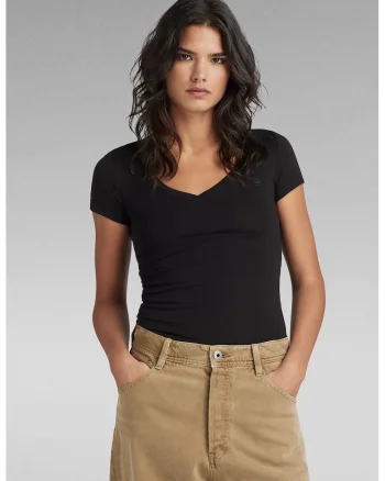Tricou slim fit din amestec de bumbac organic, Negru