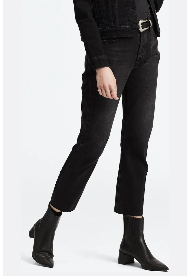 Blugi crop cu croiala dreapta 501®, Negru