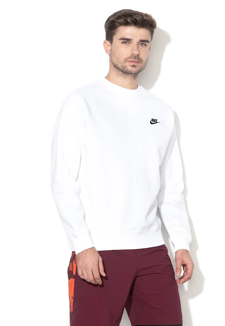 Bluza de trening cu decolteu la baza gatului Sportswear369, Alb