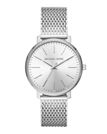 Ceas analog decorat cu zirconia, Argintiu