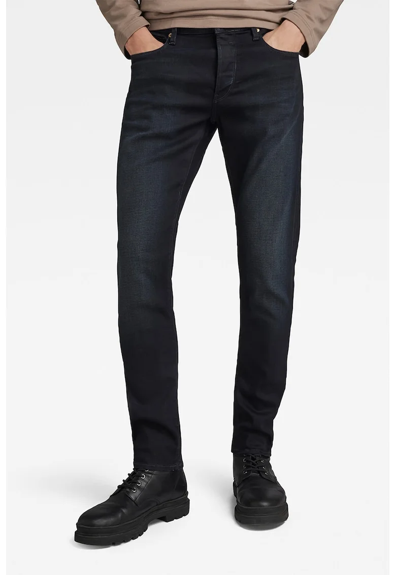 Blugi slim fit din amestec de lyocell, cu aspect decolorat 3301, Bleumarin
