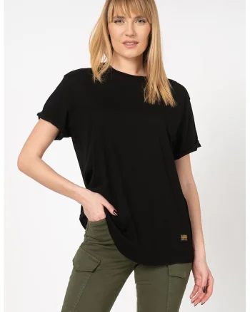 Tricou lejer din bumbac organic Lash, Negru/Galben mustar