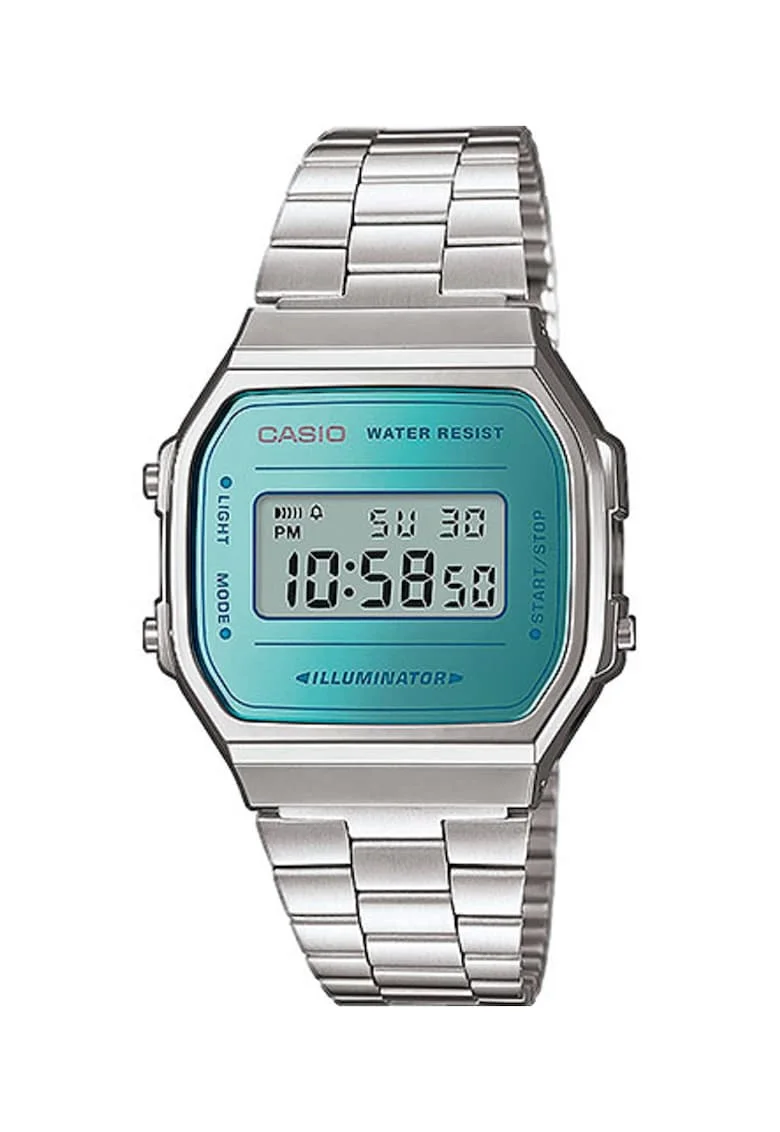 Ceas digital unisex, Argintiu/Turcoaz