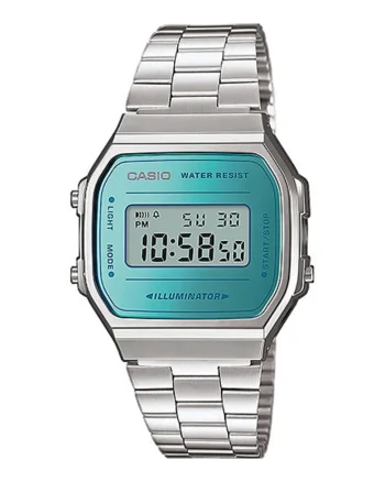 Ceas digital unisex, Argintiu/Turcoaz