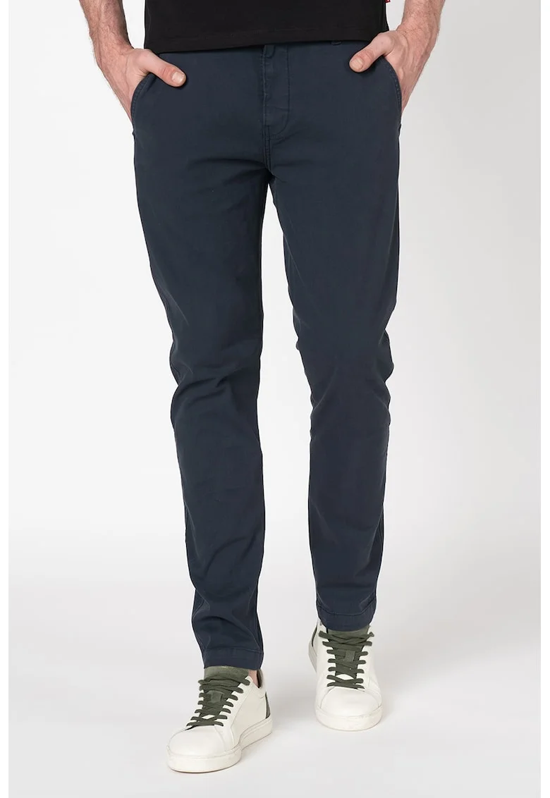 Pantaloni chino slim fit cu croiala conica, Gri carbune