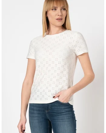 Tricou cu perforatii Cathinka, Alb