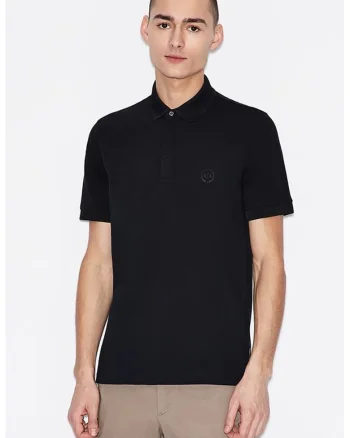Tricou polo slim fit cu logo discret, Bleumarin
