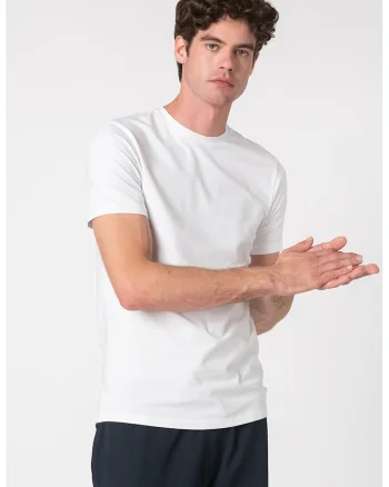 Tricou cu decolteu la baza gatului si logo discret, Alb
