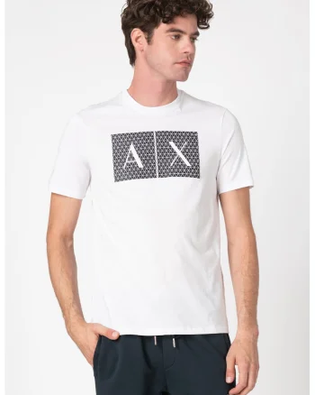 Tricou slim fit de bumbac cu imprimeu logo, Alb