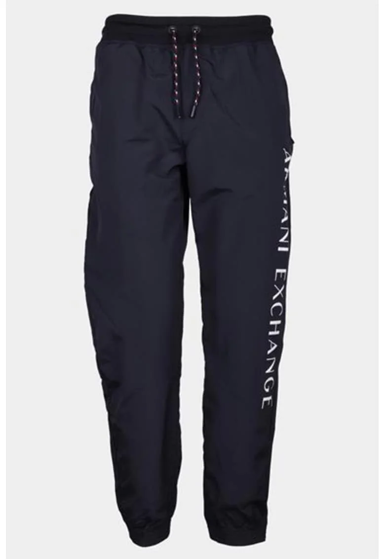 Pantaloni sport cu imprimeu logo, Bleumarin