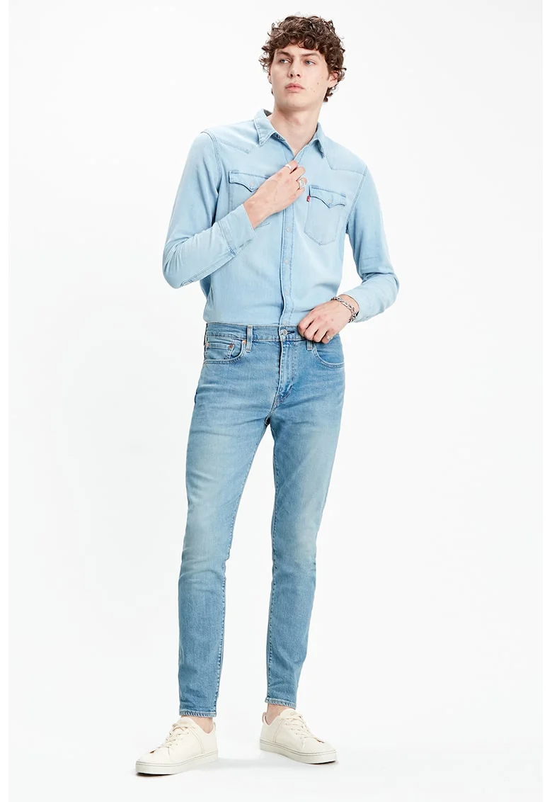Blugi slim fit cu croiala conica 512™, Albastru inchis/Alb optic