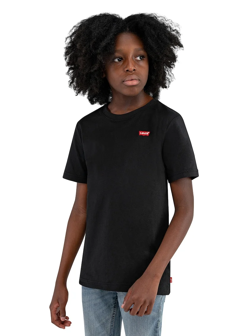 Tricou din bumbac cu detaliu logo, Rosu/Alb/Negru
