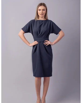 Rochie cu cordon in talie, Bleumarin