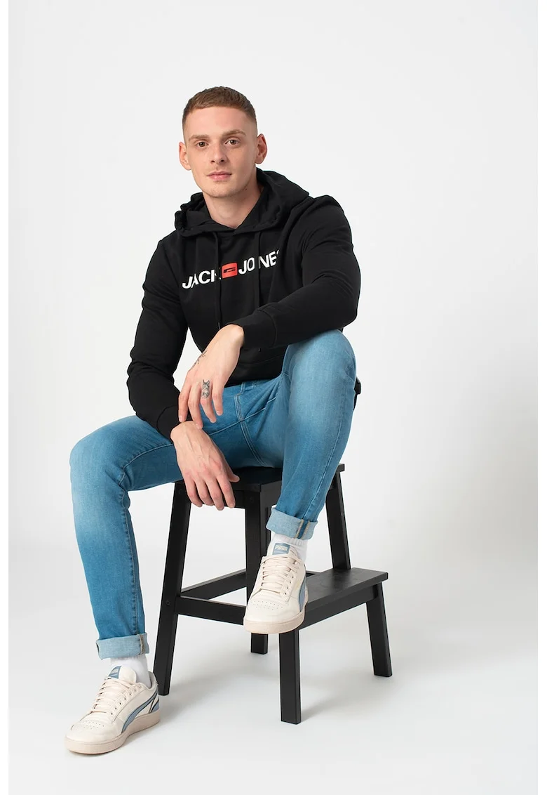 Hanorac regular fit cu buzunar kangaroo, Negru