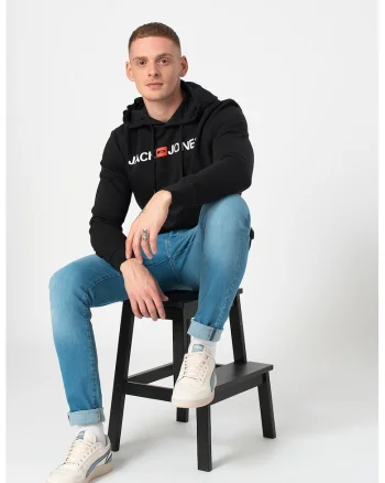 Hanorac regular fit cu buzunar kangaroo, Negru