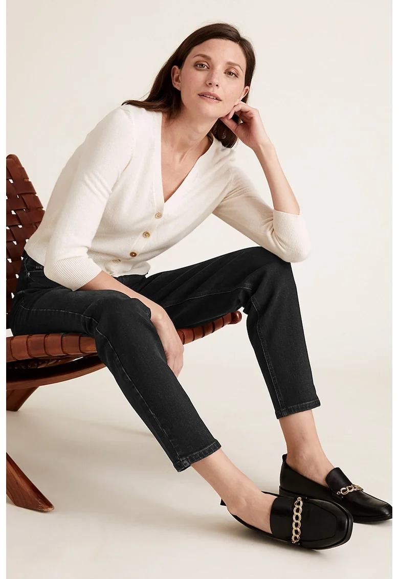 Blugi mom fit cu talie inalta, Negru