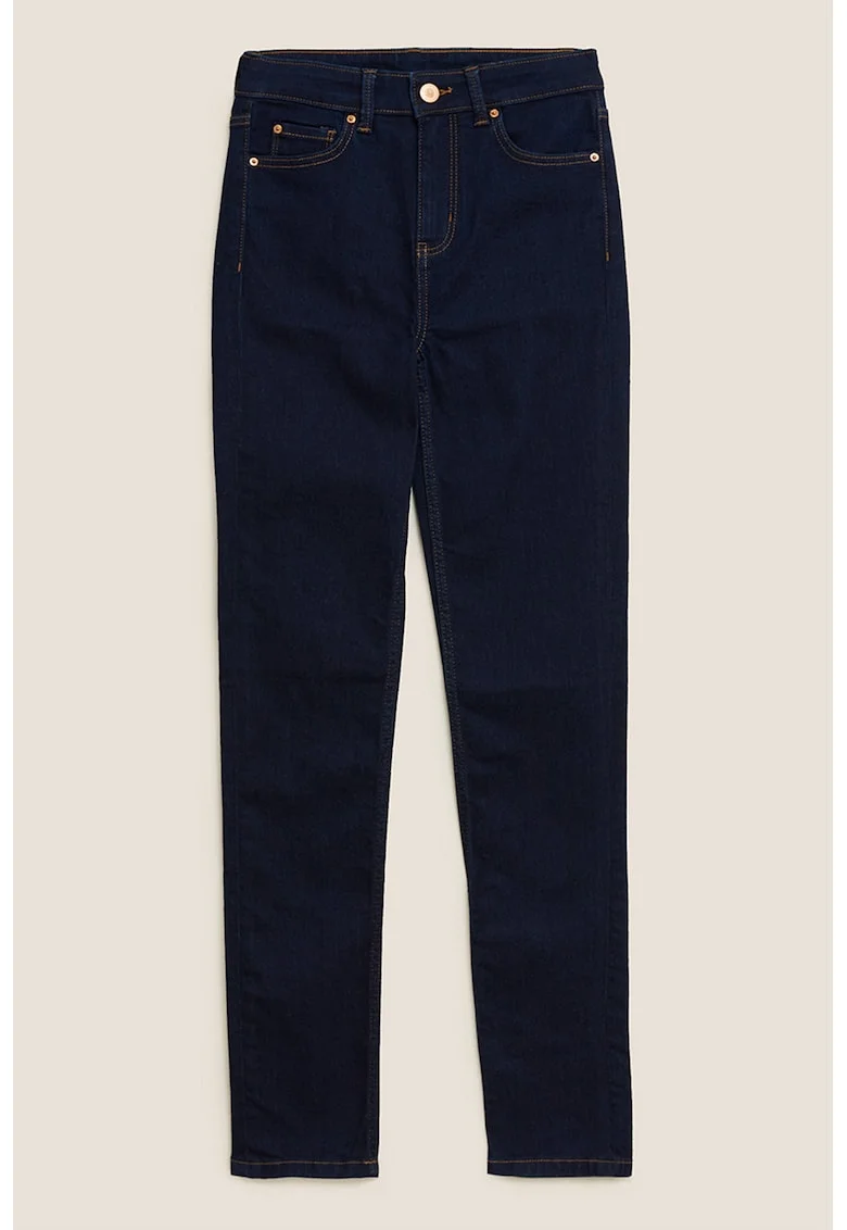 Blugi slim fit cu talie inalta, Bleumarin