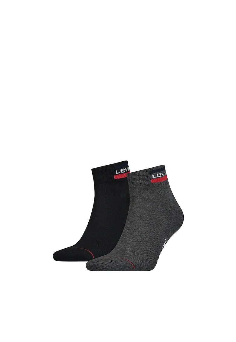 Set de sosete unisex pana la glezna - 2 perechi, Negru/Gri inchis