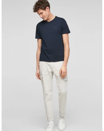 Tricou cu decolteu la baza gatului, Bleumarin