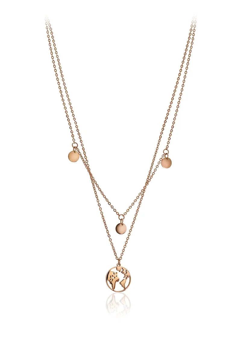 Colier cu doua siraguri si pandantive multiple, Auriu rose