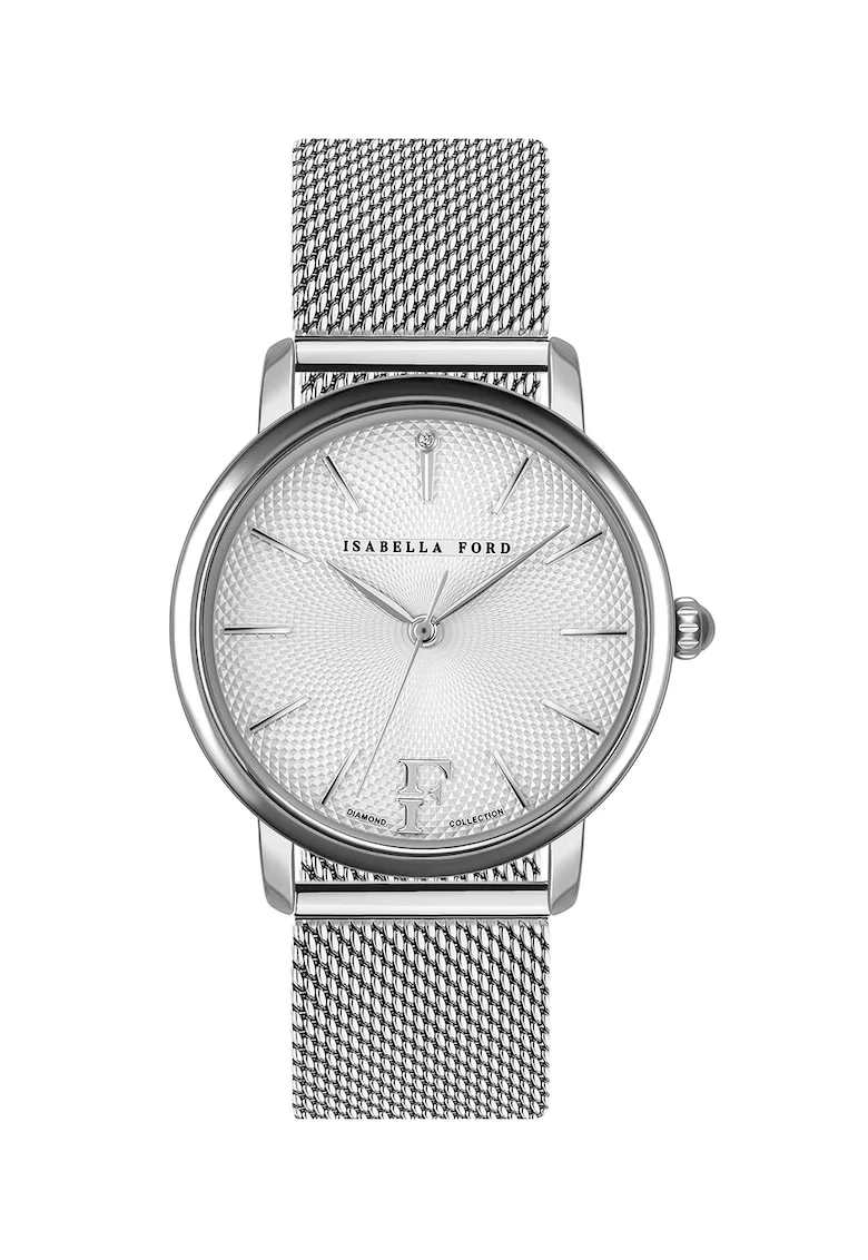 Ceas quartz decorat cu un diamant, Argintiu
